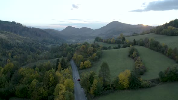 Flying above road