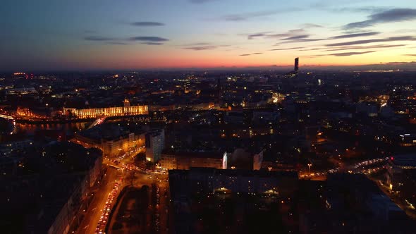 Wroclaw City at Night Aerial View alt