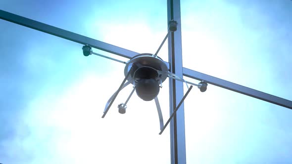 Quadrocopter unmanned aerial vehicle, or UAV, powered by four individual rotors alt