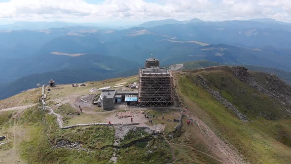 Aerial View Top of Pip Ivan Chernogorsky Mountain and Carpathian Mountain Range alt