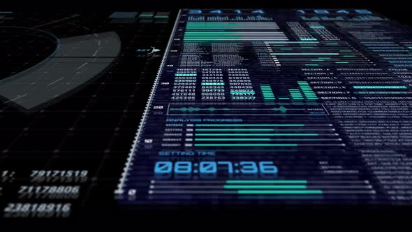 HUD Virtual Interface Cyber Space Digital Data Analysis