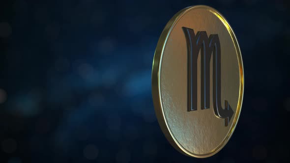 Gold Token with Scorpio Zodiac Sign alt