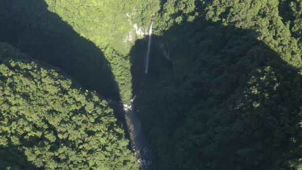 Aerial view of Cascata do Poco do Bacalhau, Portugal. alt