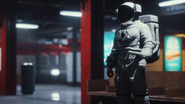 Astronaut at Underground Metro Subway alt