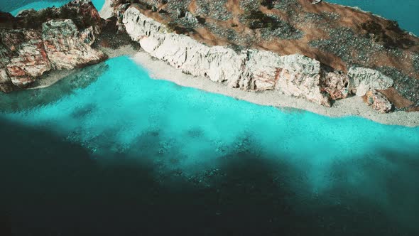 Aerial View From Flying Drone of Rocky Island in Atlantic Ocean alt