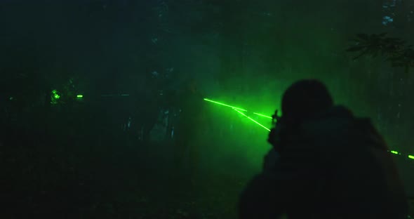 Anti Terrorism and Military Action in Forest at Night alt