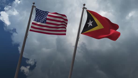 Waving Flags Of The United States And East Timor 2K alt