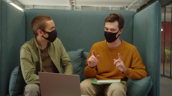 Sitting Together in the Rest Zone in the University Young Students are Quarrelling About Their Joint