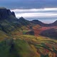 Cinematic Flight Over the Quiraing During Sunrise on the Eastern Face of Meall Na Suiramach, Isle of - VideoHive Item for Sale