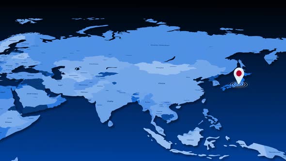 Japan Location Tracking Animation On Earth Map alt