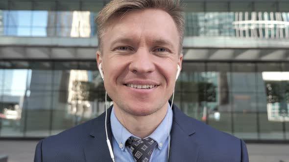 Online Video Chat By Positive Businessman alt