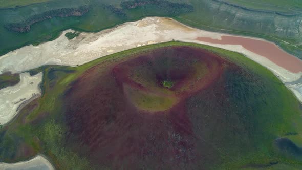 Aerial View Volcanic Crater Lake alt