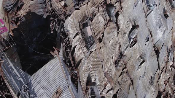 Vertical Video of a Destroyed Shopping Mall During the War in Bucha Ukraine alt