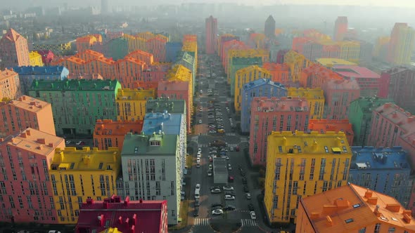 Smog in the City with Colored Buildings