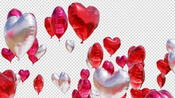 Hearts Balloons Transition 4K