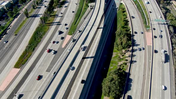 Aerial View of Highway Interchange and Junction in California. alt