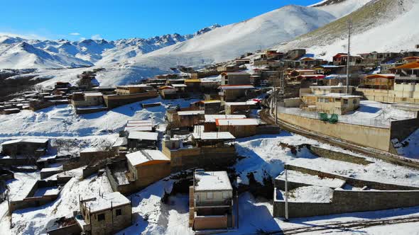 Winter Landscape Above a Mountain Village  