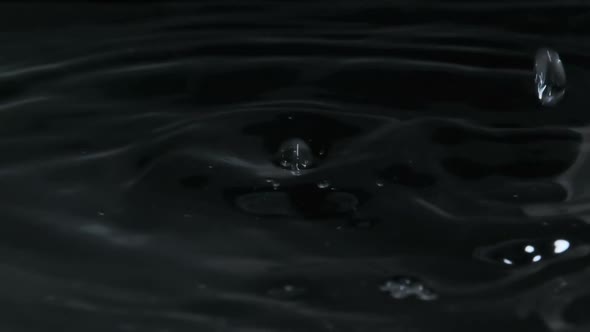Many Drops of Water Fall on the Surface of the Water in Slow Motion Macro Shot alt
