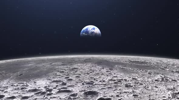 Cinematic planet earth view from the moon surface