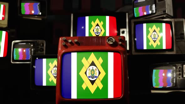 Flag of Johannesburg, South Africa, and Retro TVs.