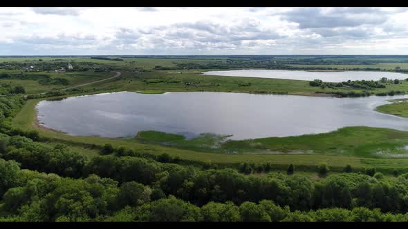 View to Pond in a Countryside in Russia