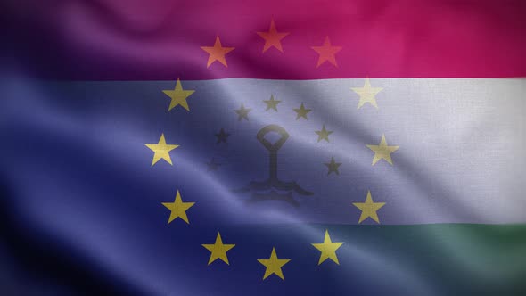 EU Tajikistan Flag Loop Background 4K
