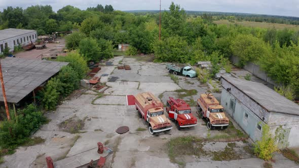 Aerial View of Rescue Vehicles in Motor Depot alt