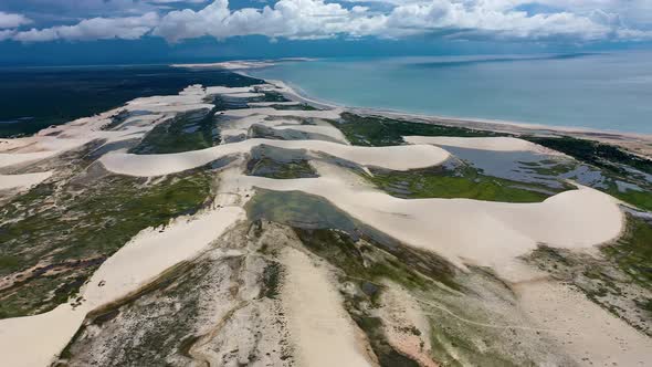 Brazilian landmark rainwater lakes and sand dunes. Jericoacoara Ceara. alt
