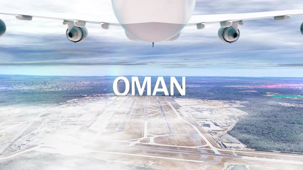 Commercial Airplane Over Clouds Arriving Country Oman