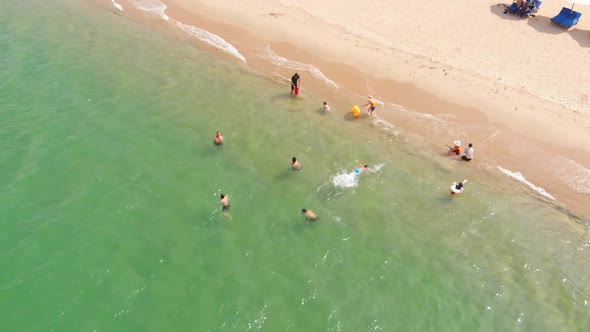 View of the Beach, Few People, the Beach After Quarantine, After the Covid-19 Pandemic, Concept alt