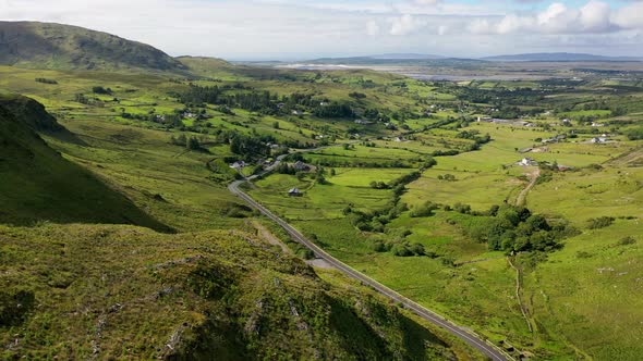 Aerial View of the Road Between Ardara and Killybegs in County Donegal  Republic of Ireland alt