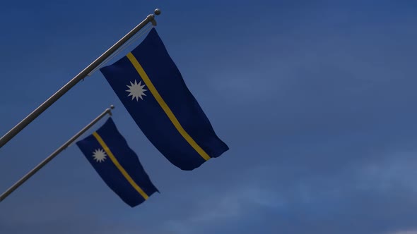 Nauru Flags In The Blue Sky - 2K