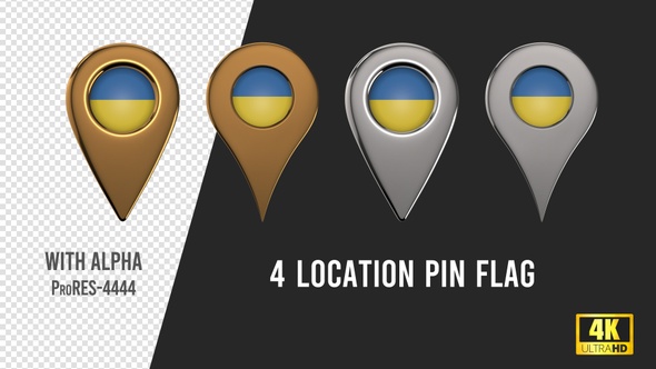 Ukraine Flag Location Pins Silver And Gold alt