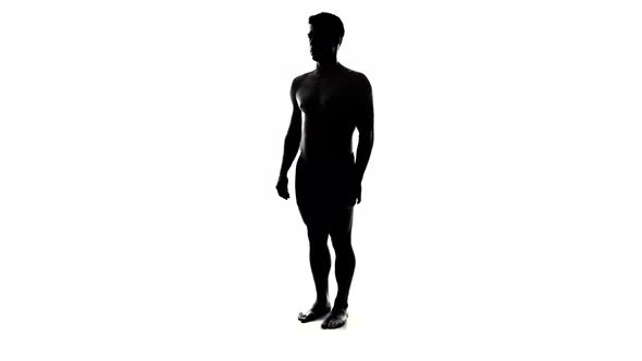 Full Length Spinning Naked Man Silhouette.