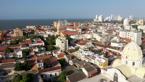 Cartagena Colombia Walking Part of the Old Town Aerial View