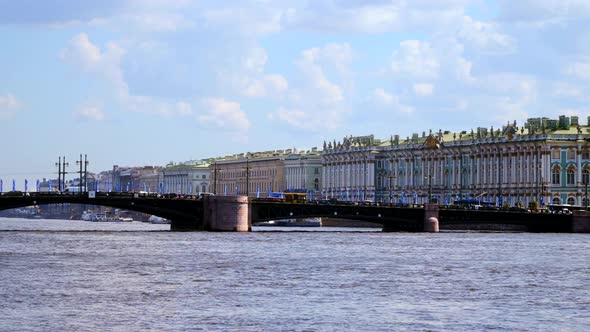 The Palace Bridge and the Hermitage in Saint-Petersburg, Russia