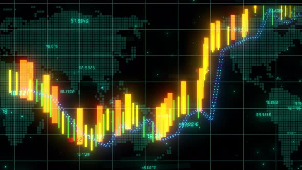 Growing Line Animation Chart Graph, Online Trading , Crypto Market Growing yellow and green candle alt