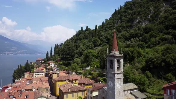 LAKE COMO, ITALY from the drone and the Italian Alps in background