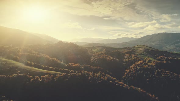 Soft Sunlight Mountain Land Scenery Aerial View alt