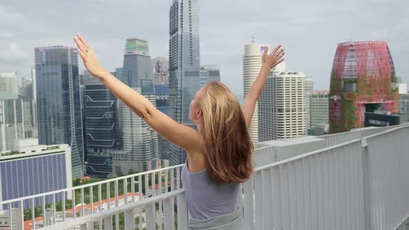 Woman Enjoys Singapore