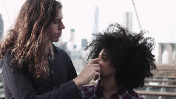 Portrait of mixed race couple looking to camera in New York