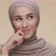 Portrait of Young Pensive Middle Eastern Lady Wearing Hijab Contemplating or Planning Posing Over - VideoHive Item for Sale