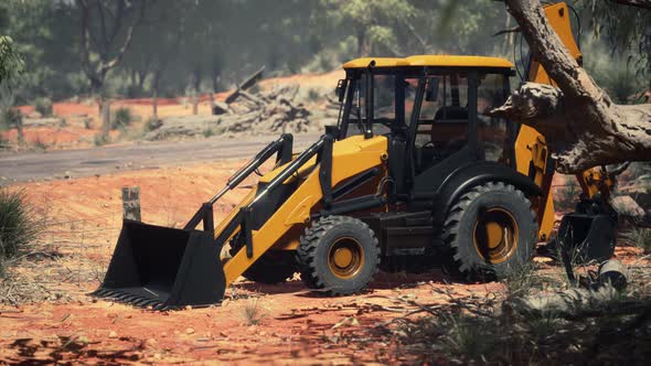 Excavator Tractor in Bush Forest alt