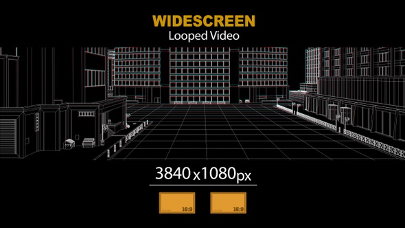 Widescreen Wireframe City Side 09