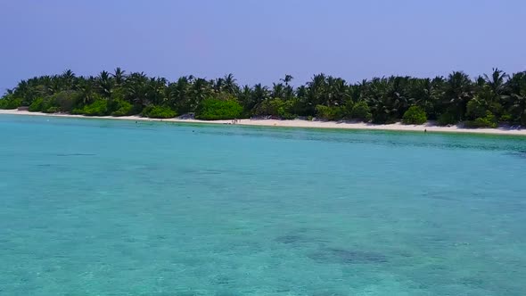 Drone view seascape of coastline beach by blue lagoon and sand background alt