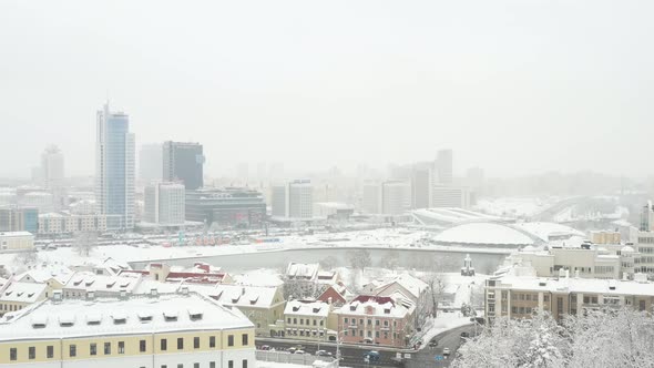 Snowcovered Old Center of Minsk From a Height alt