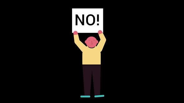 Protestor with a No poster, Motion Graphics | VideoHive
