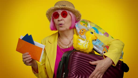 Displeased Tired Boring Traveler Tourist Senior Grandmother alt