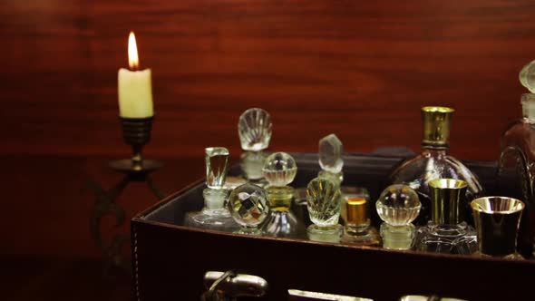 Candlestick And Perfume Bottles