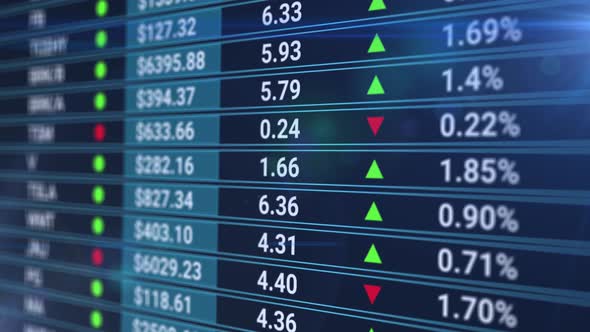 Animation of Stock Market Data Rolling and Processing Over a Grid. Global Economy Stock Market alt